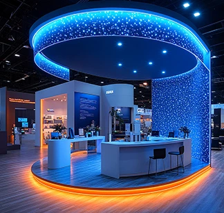 Aura photography booth driving high traffic at a corporate trade show expo.